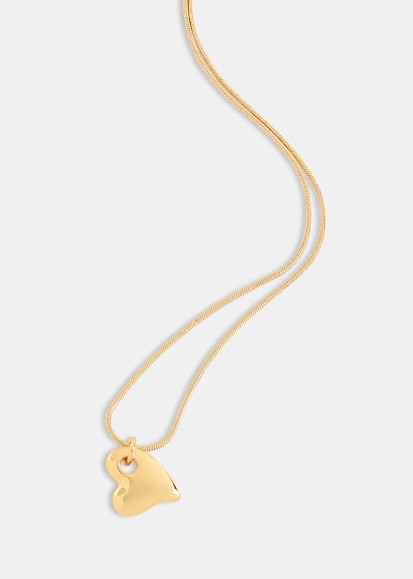 Gold Curved Heart Chain Necklace