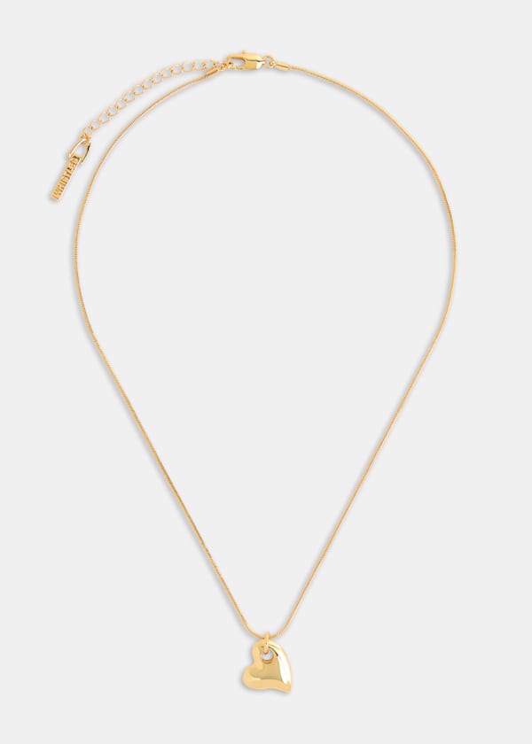 Gold Curved Heart Chain Necklace