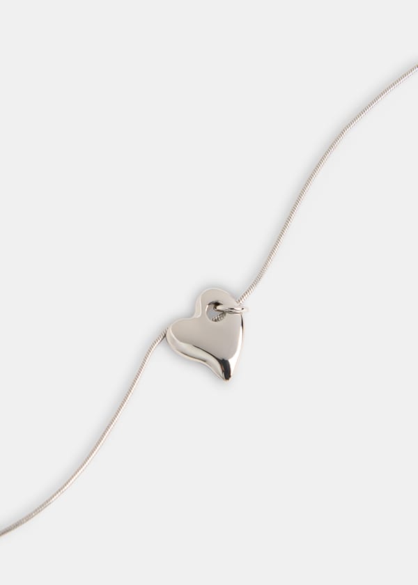 Silver Curved Heart Chain Necklace