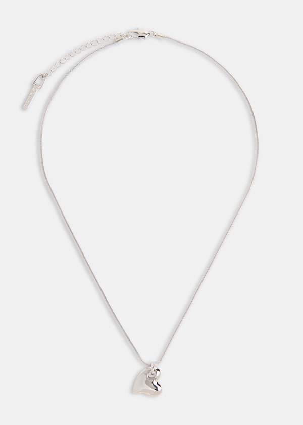 Silver Curved Heart Chain Necklace