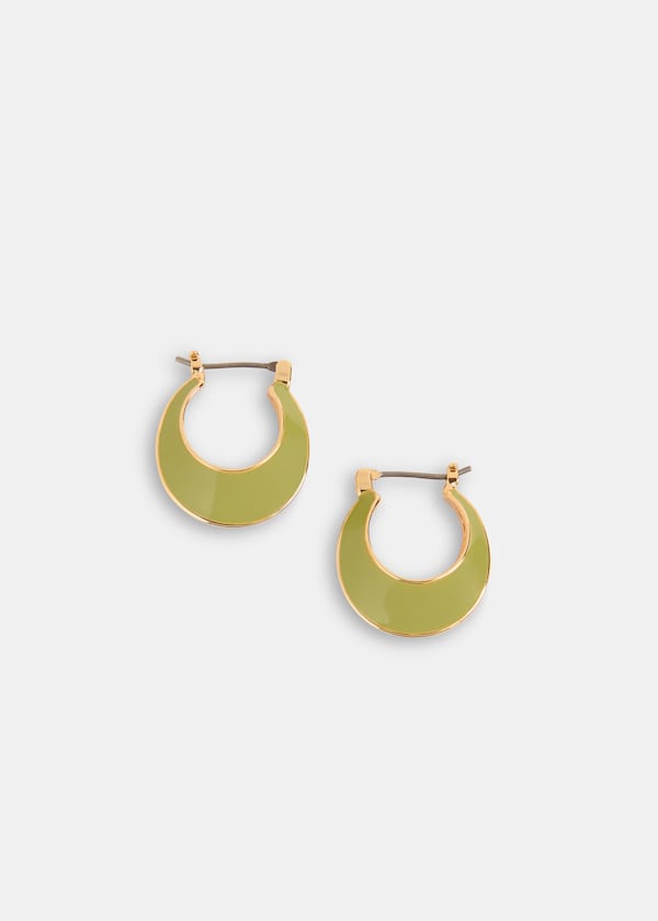 Green Enamel Curved Earring