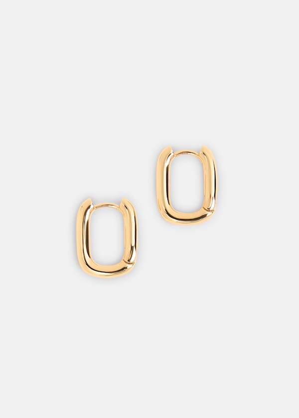 Gold Rectangular Huggie Earring