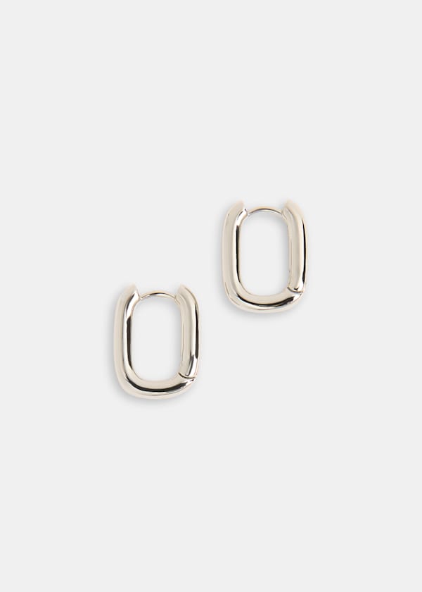 Silver Rectangular Huggie Earring