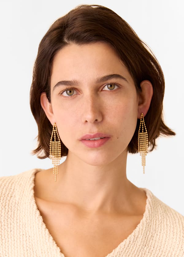 Gold Seed Bead Statement Earring