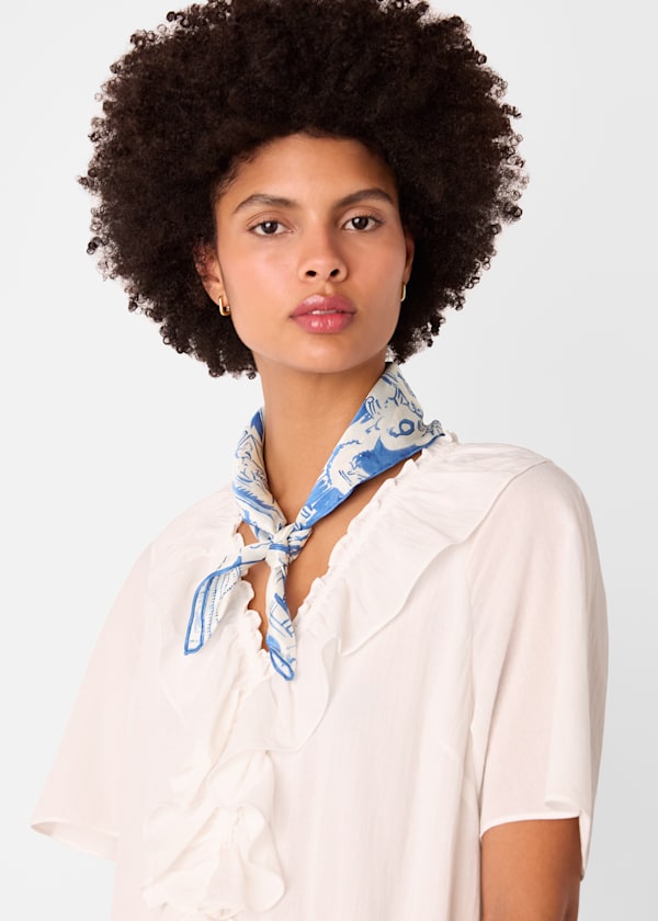 Blue Rome Print Silk Scarf