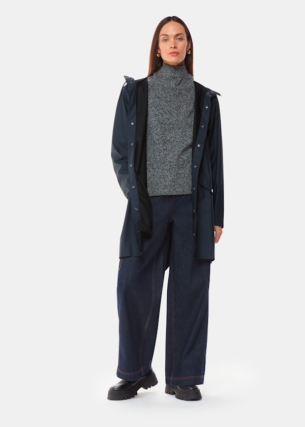 Navy Rains Long Jacket