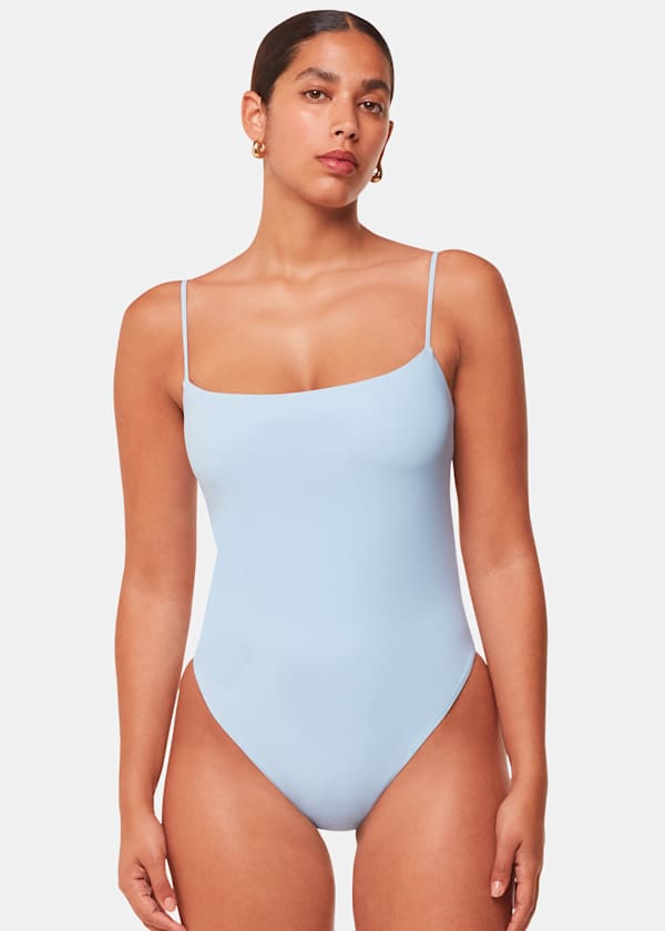 Pale Blue The Longing Open-Back Swimsuit