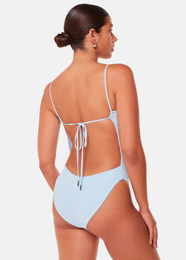 Pale Blue The Longing Open-Back Swimsuit