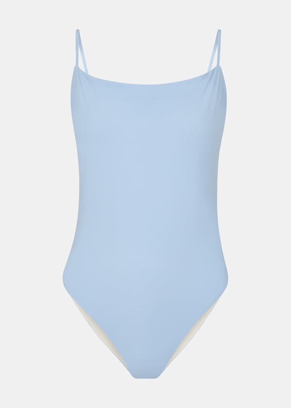 Pale Blue The Longing Open-Back Swimsuit