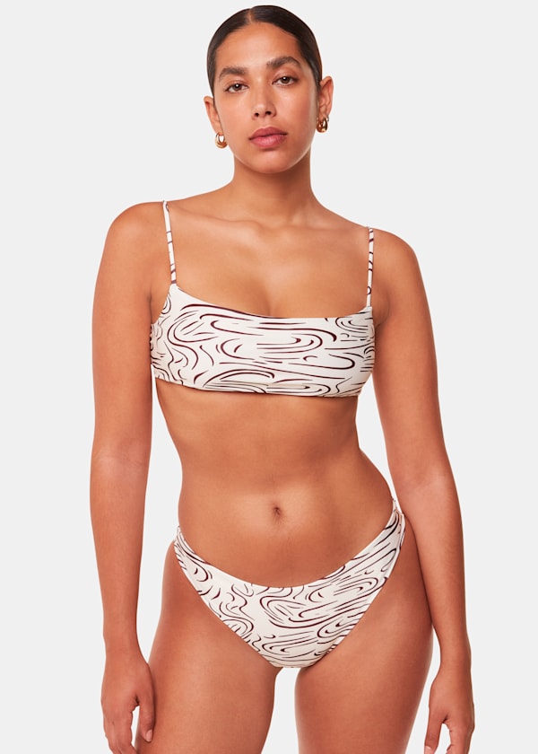Cream The Longing Wave Print Bikini Top