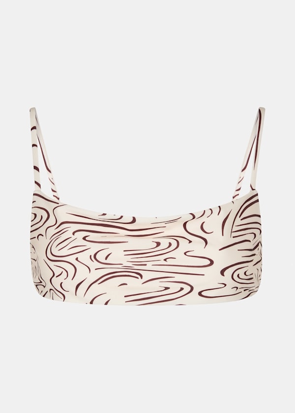 Cream The Longing Wave Print Bikini Top