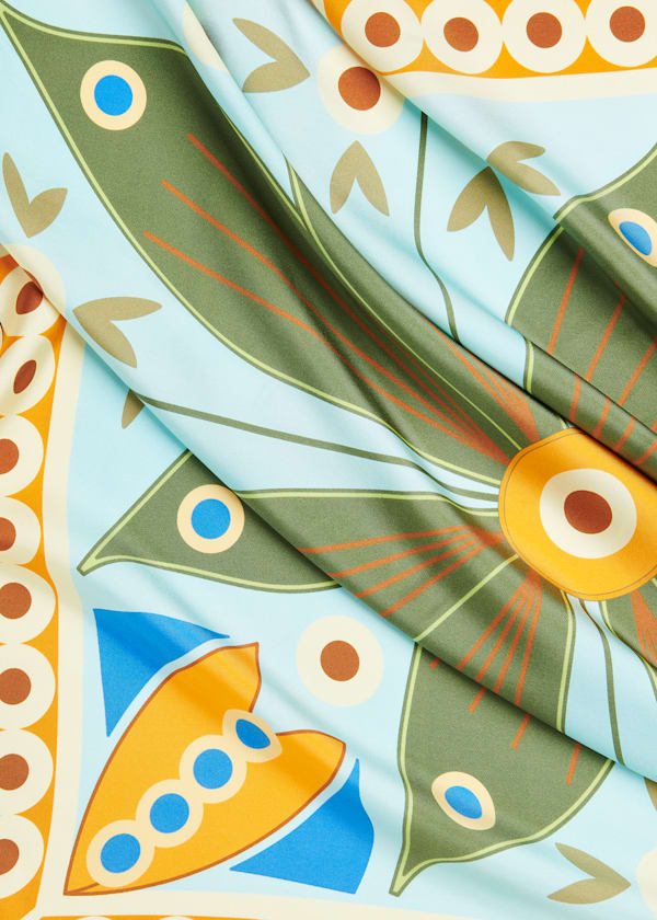 Multicolour Sahar Botanical Silk Scarf
