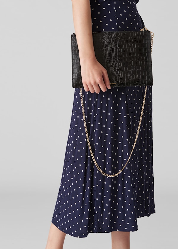 Black Shiny Croc Rivington Clutch