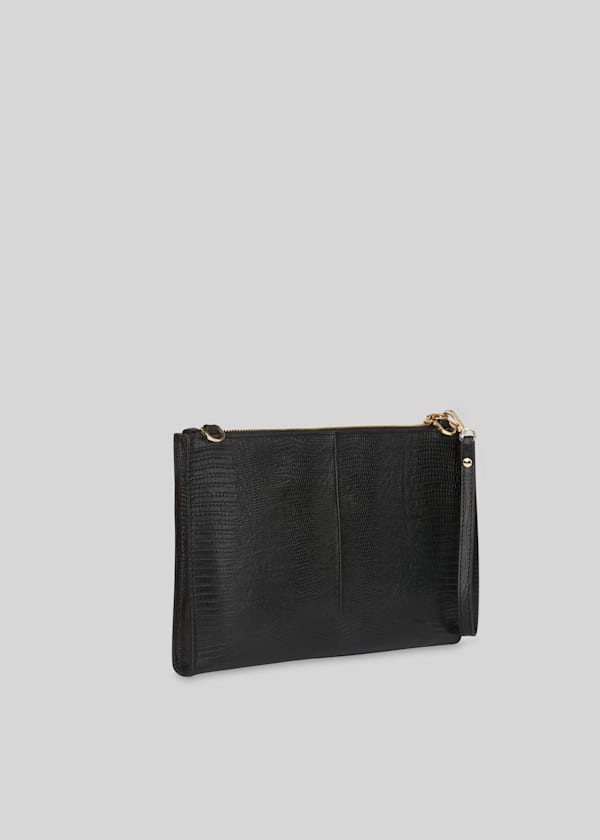 Black Hampton Lizard Chain Pouch