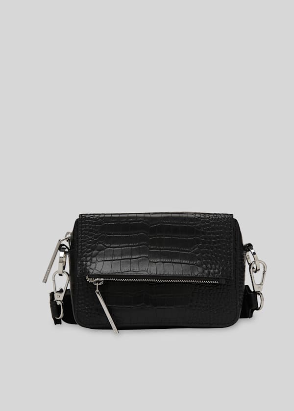 Black Millie Croc Crossbody Bag