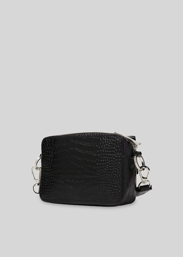 Black Millie Croc Crossbody Bag