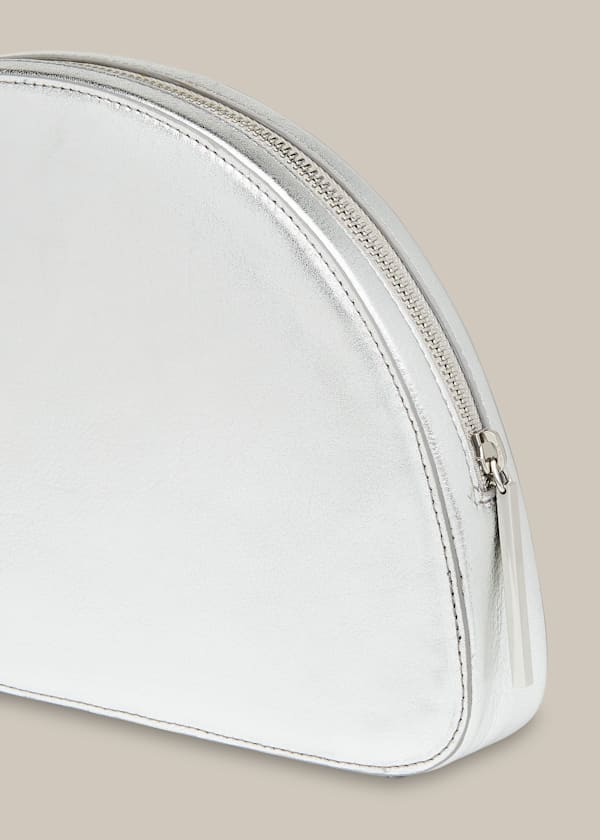 Silver Easton Half Moon Clutch