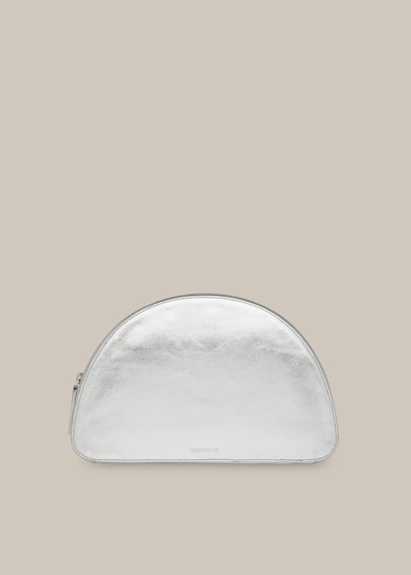 Silver Easton Half Moon Clutch