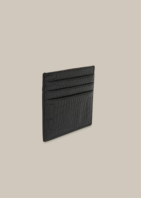 Black Shiny Croc Zip Card Holder