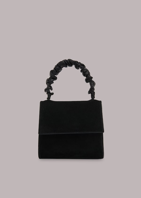 Black Payton Ruched Top Handle Bag