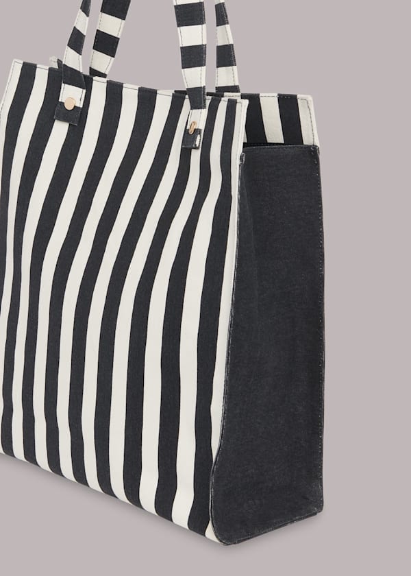 Navy Sena Striped Canvas Tote