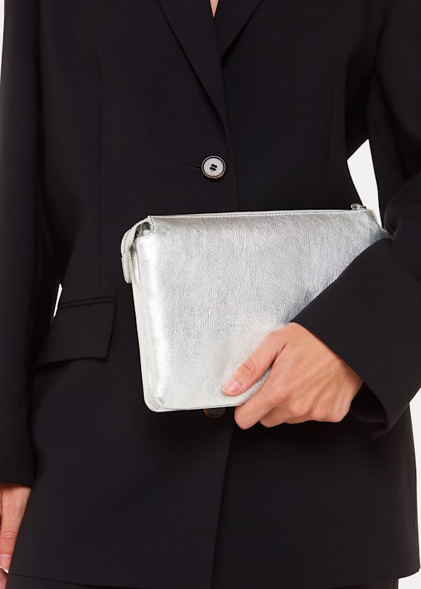 Silver Elita Double Pouch Clutch