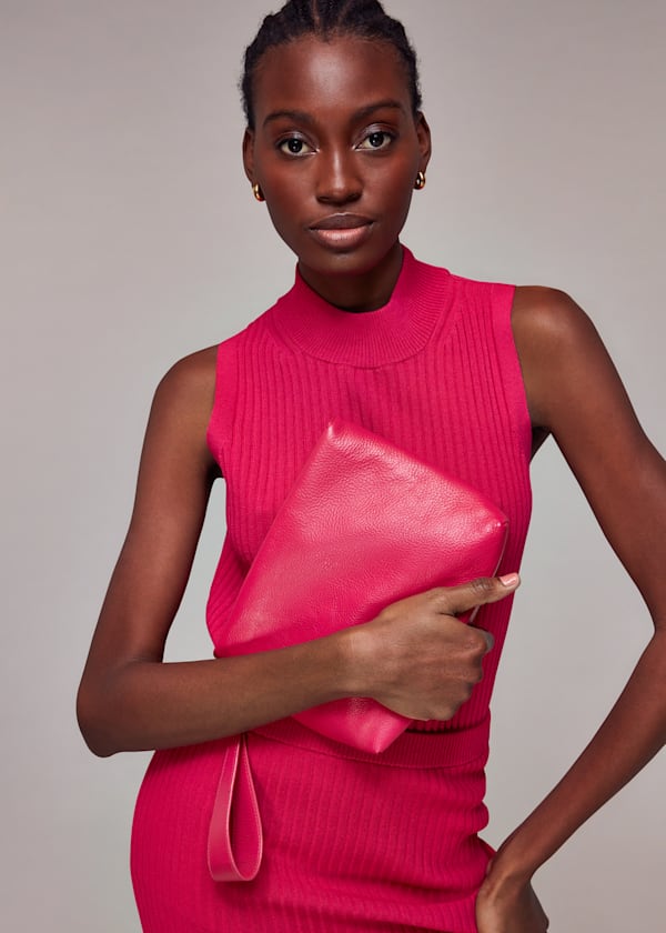 Pink Avah Zip Top Clutch