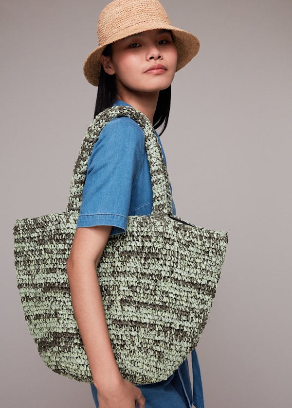 Khaki Renee Paper Weave Tote