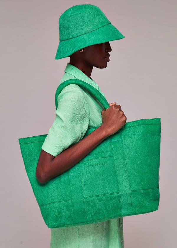 Green Penny Oversized Towelling Tote
