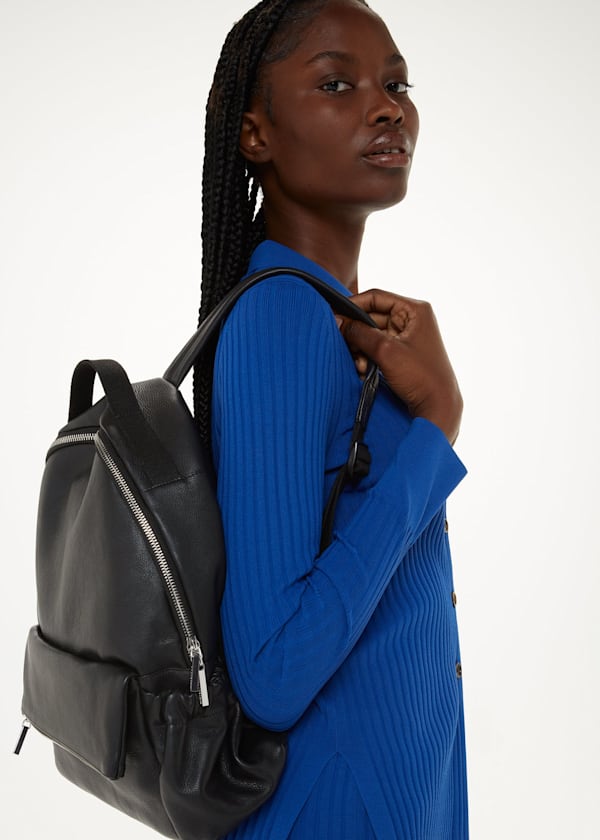 Black leather backpack womens uk online