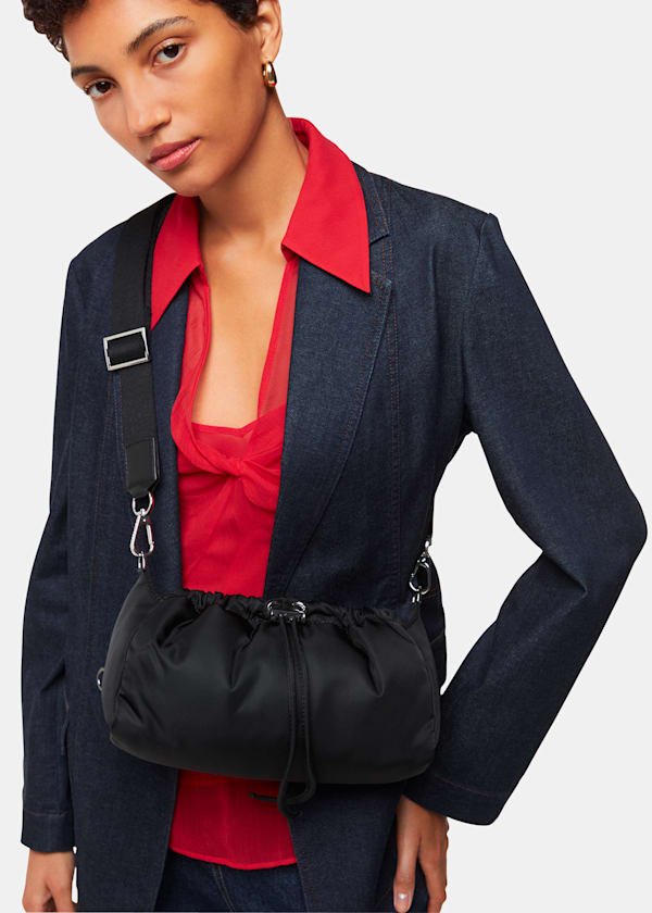 Black Benny Drawstring Crossbody Bag