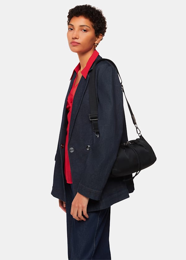 Black Benny Drawstring Crossbody Bag
