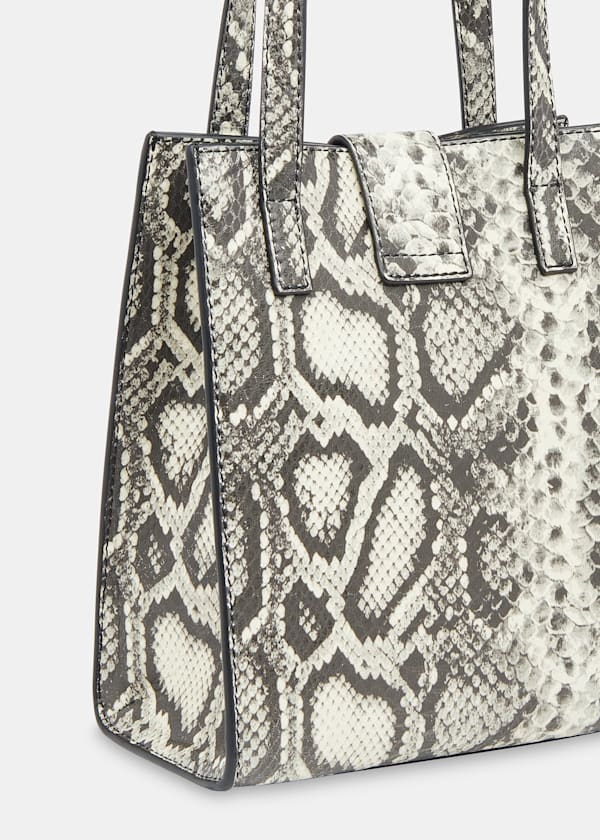 Grey Eben Snake Mini Turn Lock Tote