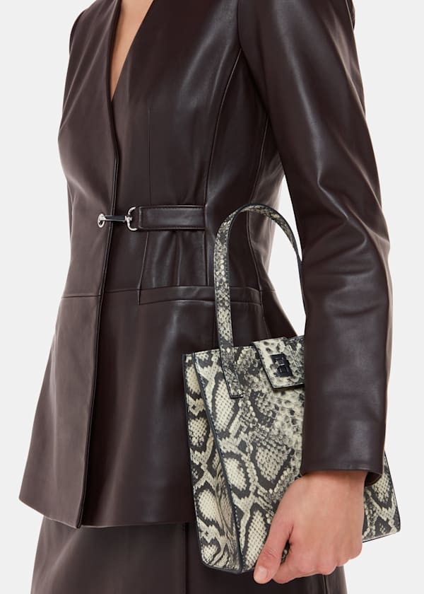Grey Eben Snake Mini Turn Lock Tote