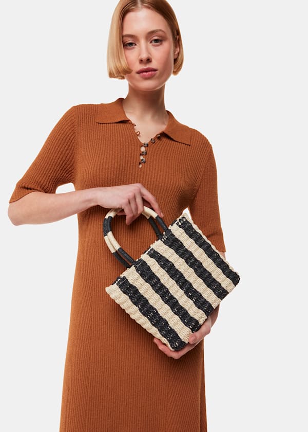 Neutral Tillie Striped Mini Tote