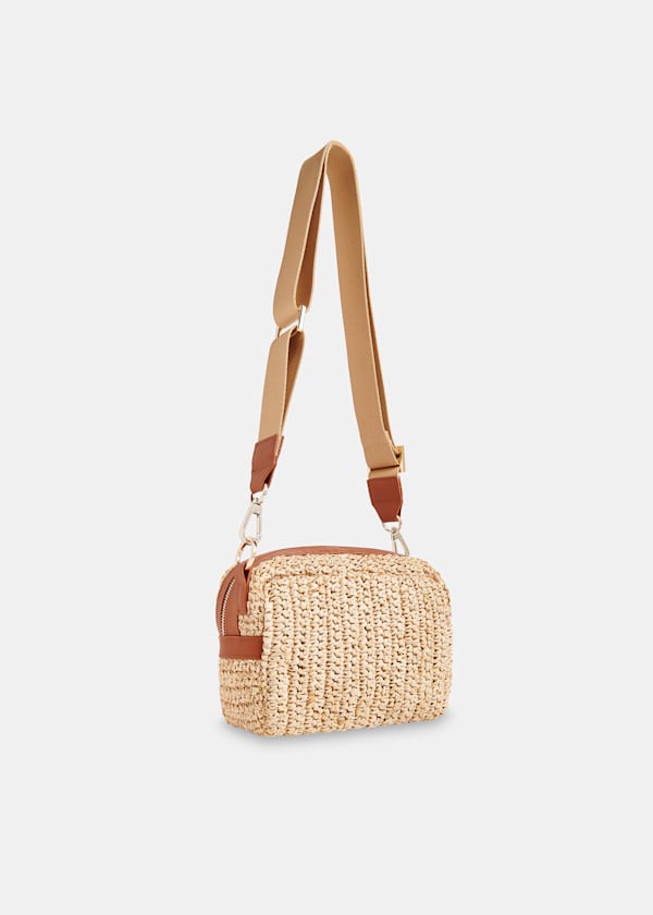 Neutral Straw Bibi Crossbody Bag