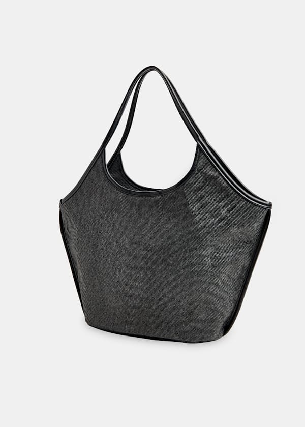 Black Mira Straw Tote