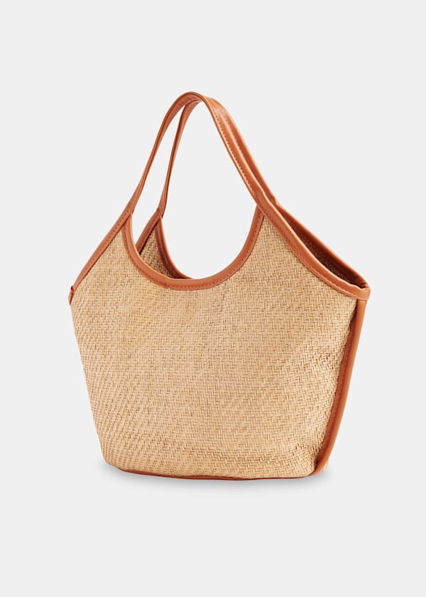 Neutral Toia Mini Straw Tote