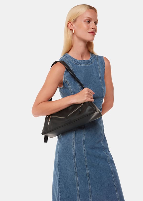 Black Seva Triple Zip Shoulder Bag