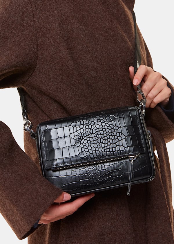 Black Bibi Croc Crossbody Bag