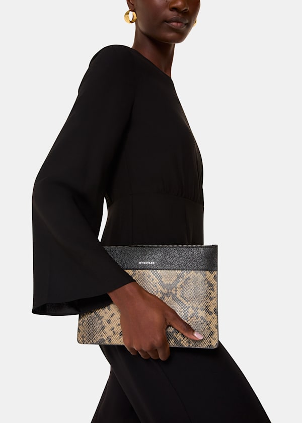 Multicolour Una Snake Panel Pouch