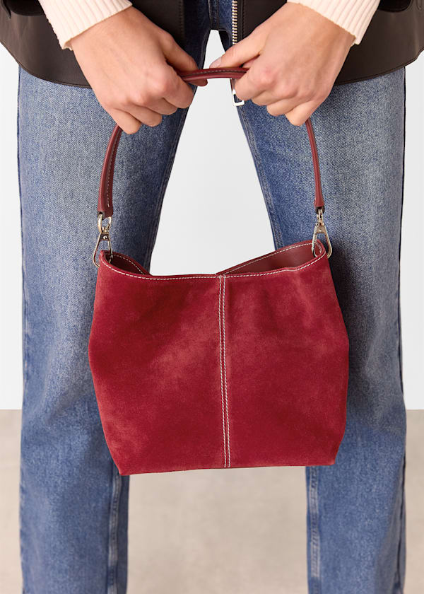 Red Raya Contrast Stitch Small Bag