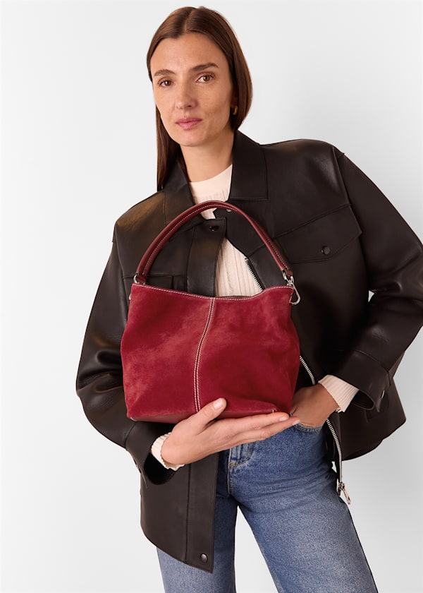 Red Raya Contrast Stitch Small Bag