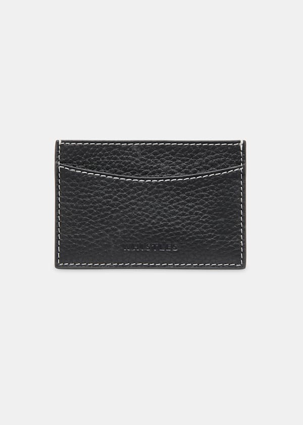 Black Contrast Stitch Card Holder