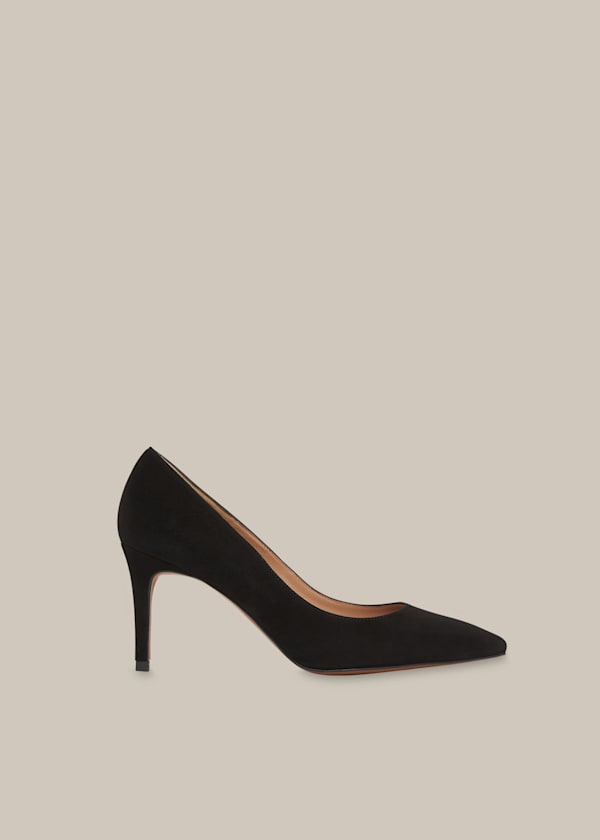 Black Cari Mid Suede Point Pump