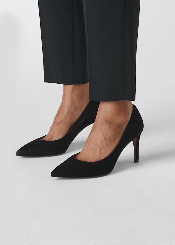 Black Cari Mid Suede Point Pump