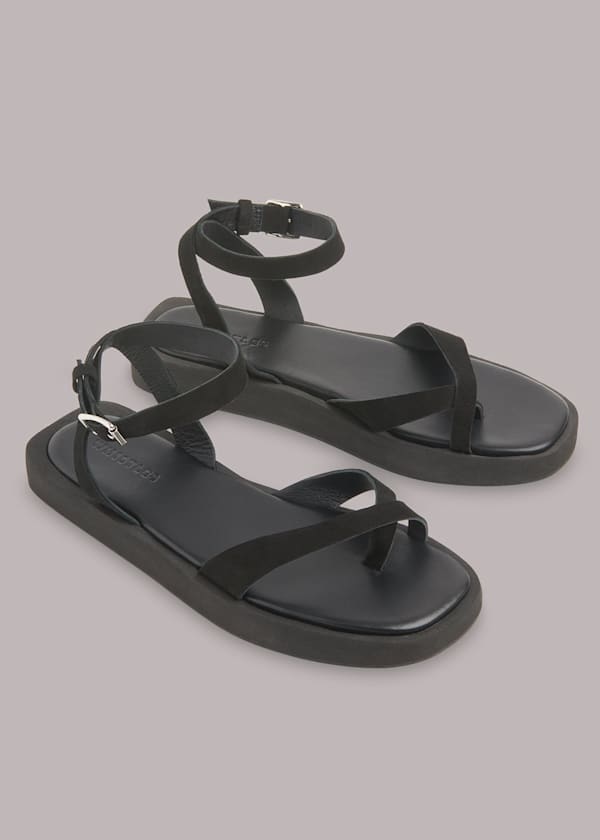 Black Renzo Suede Sandal