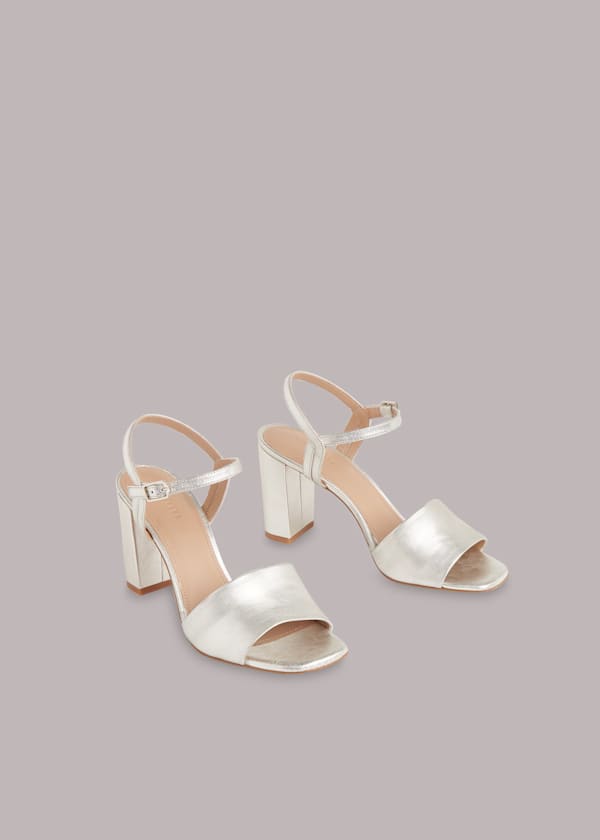 Silver Lilley High Block Heel Sandal