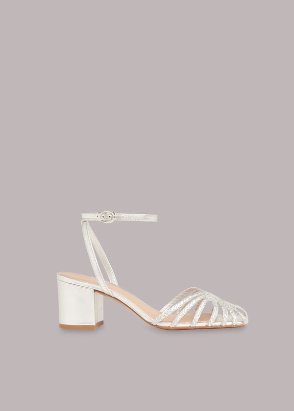 Silver Blakely Plaited Heel Sandal