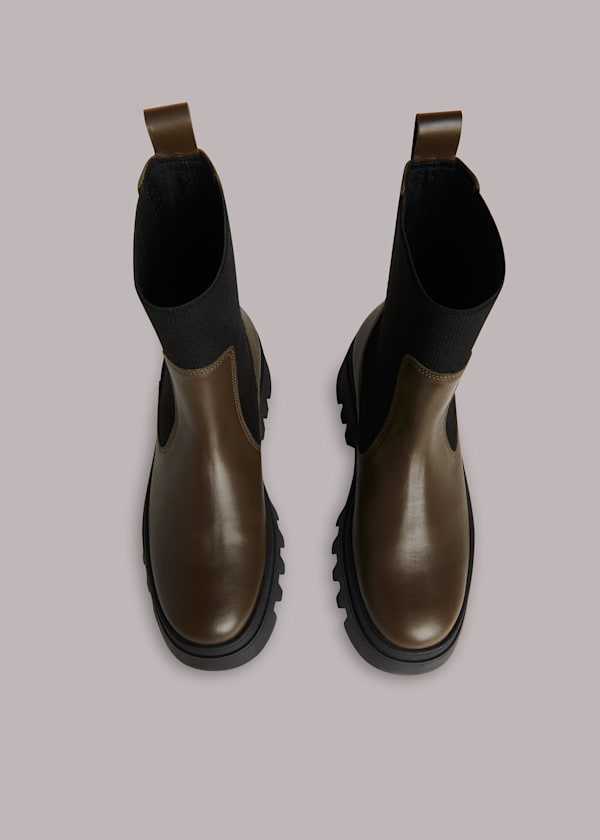 Khaki Hatton Chunky Chelsea Boot
